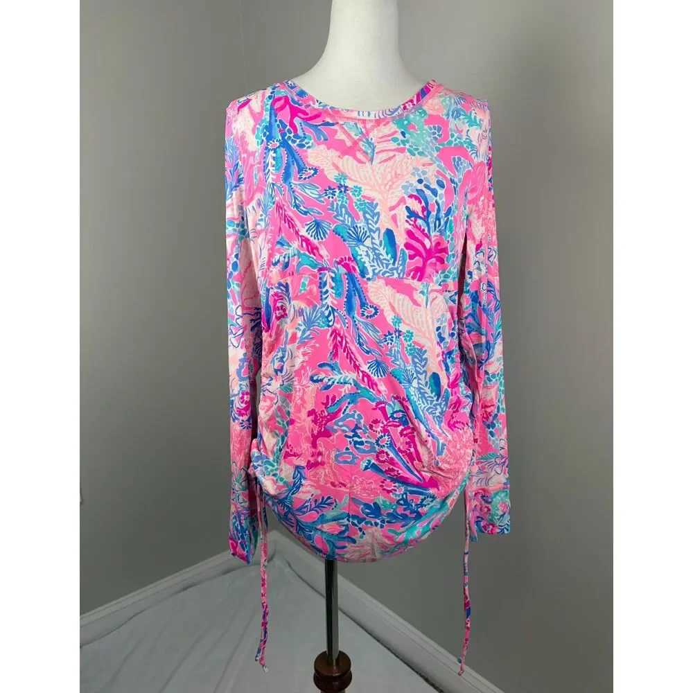 Lilly Pulitzer Convertible Rash Guard Top Mini Dress Sz XL Coverup Aquadesiac